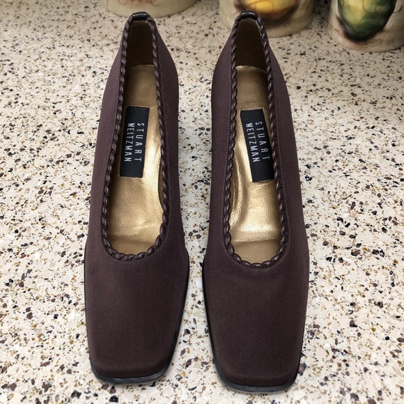 Stuart Weitzman Brown Block Heels - Picture 1 of 6